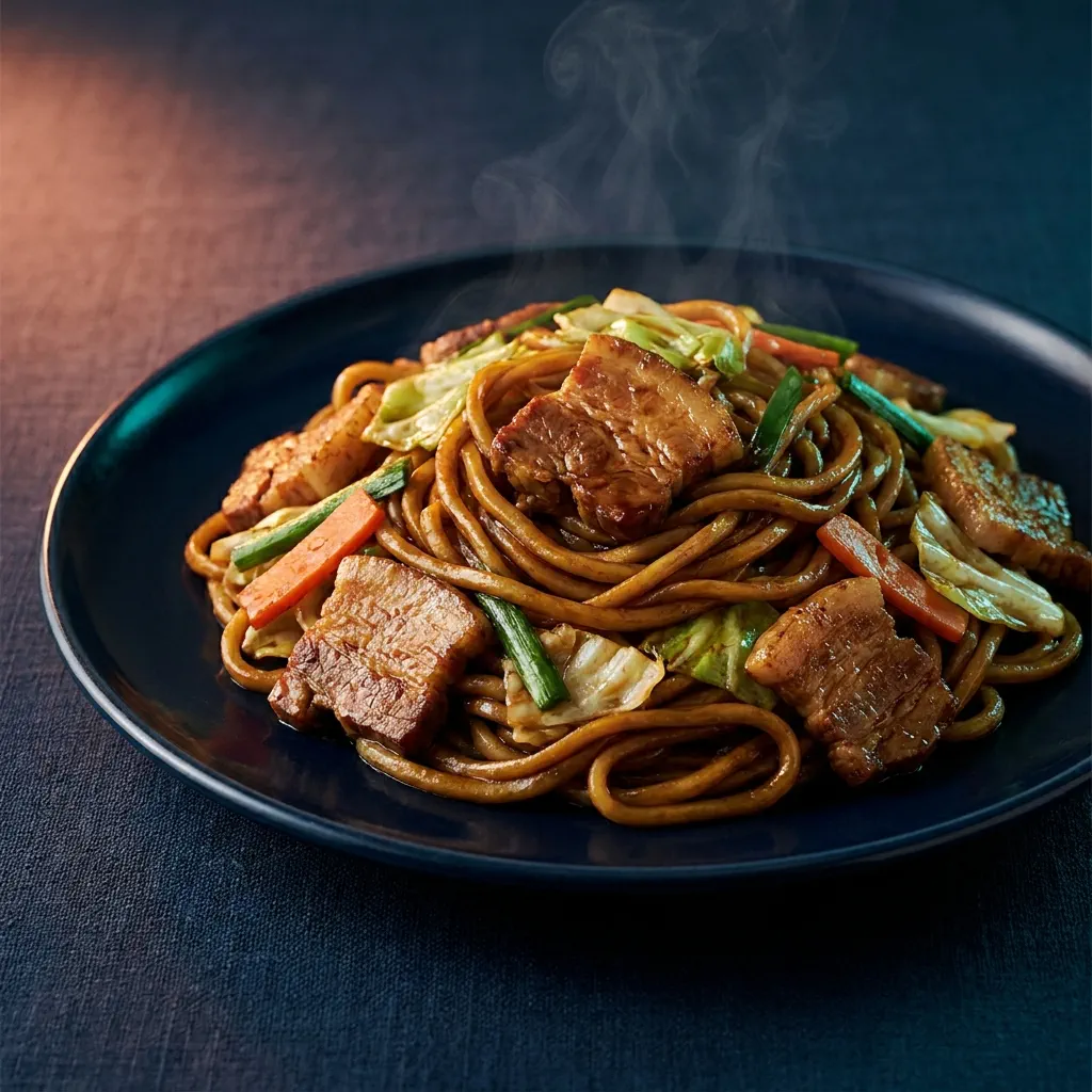 Indulgent yakisoba with pork belly — the original dish